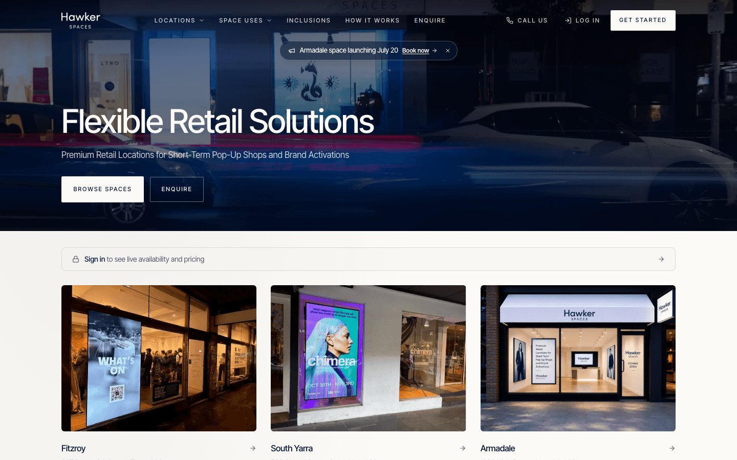 Hawker Spaces website